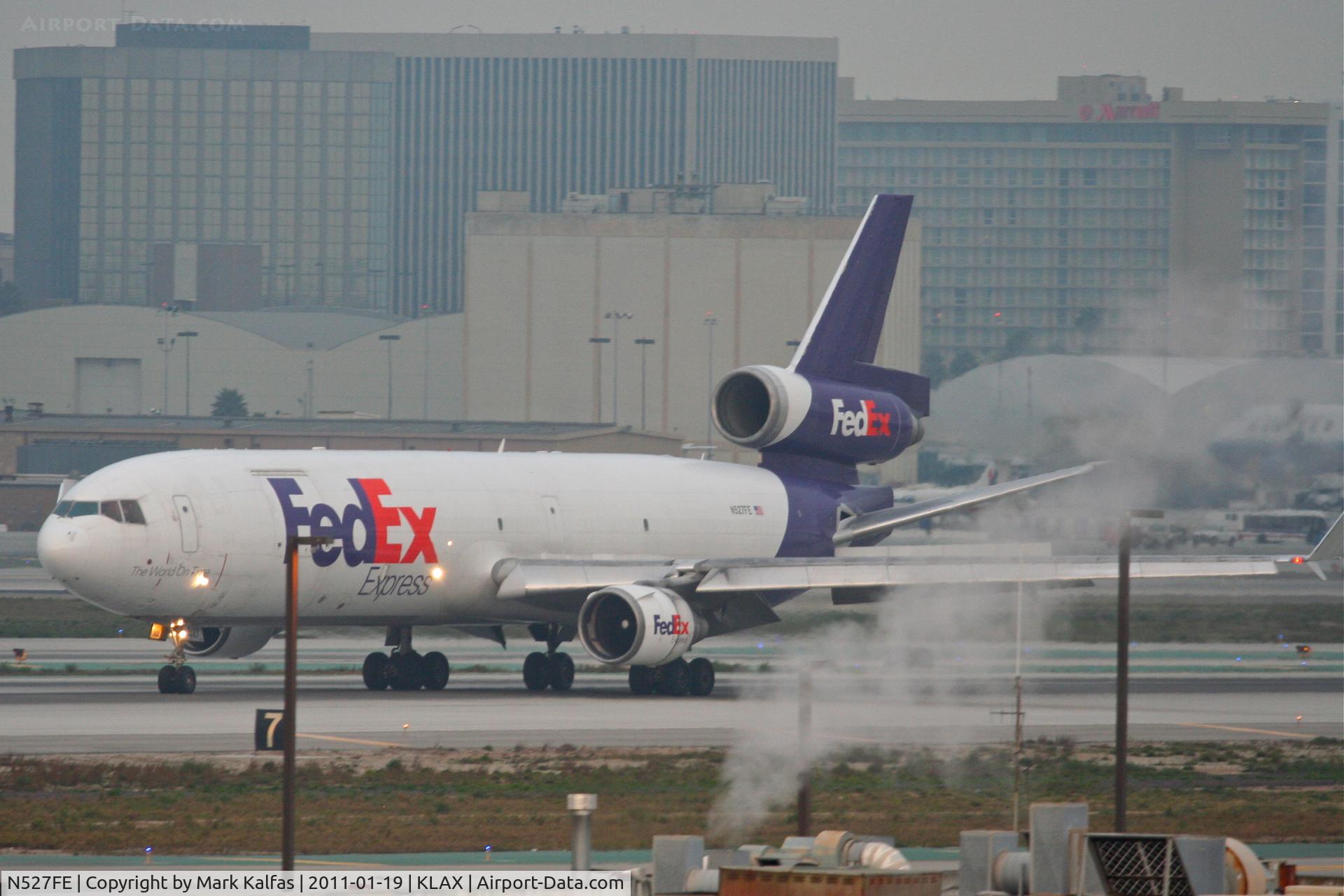 N527FE, 1996 McDonnell Douglas MD-11F C/N 48601, FedEx Mcdonnell Douglas MD-11F, arriving 25L KLAX.