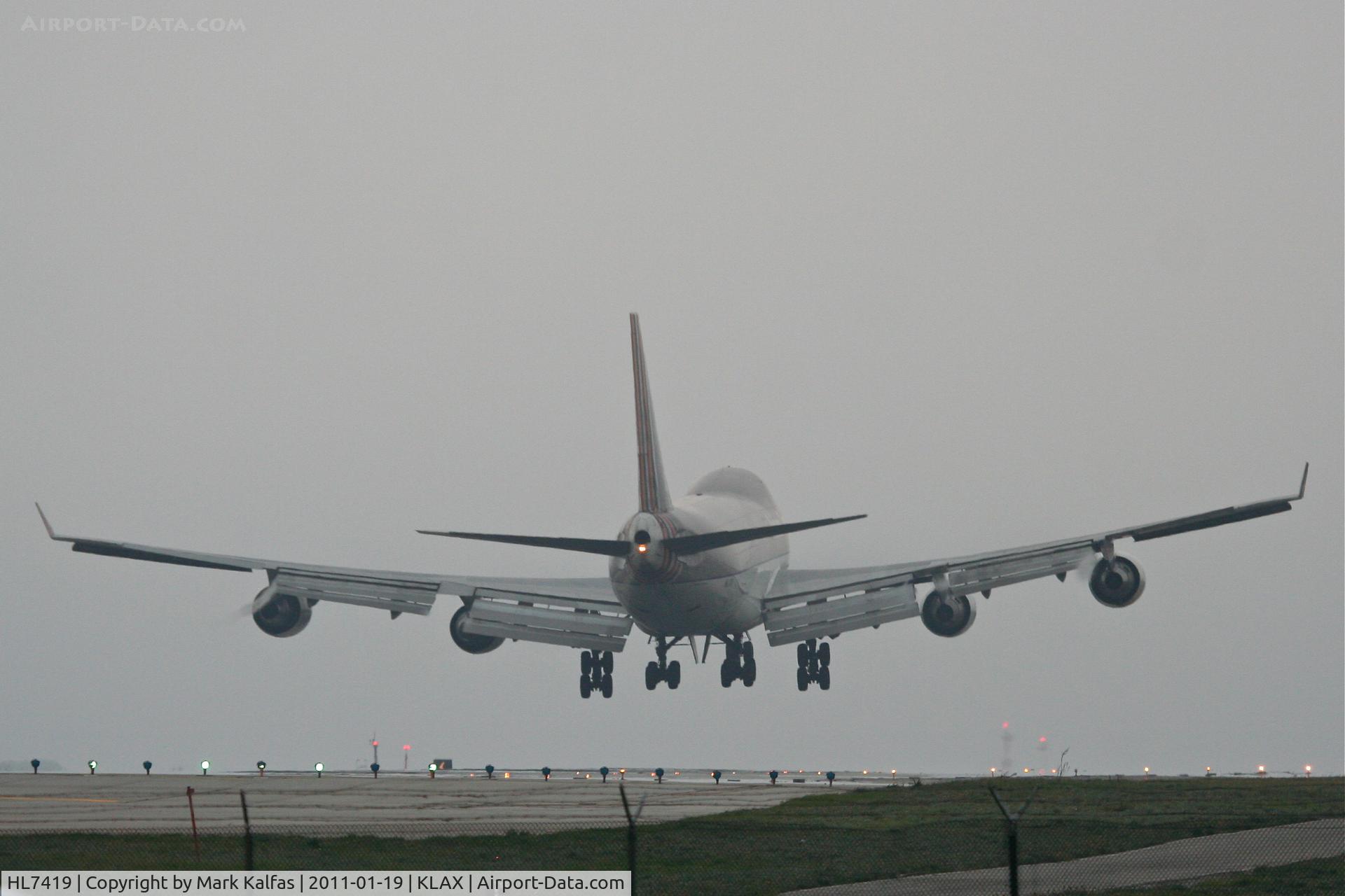 HL7419, 1994 Boeing 747-48EF (SCD) C/N 25781, Asiana Cargo Boeing 747-48EF, HL 7419 24R approach KLAX.
