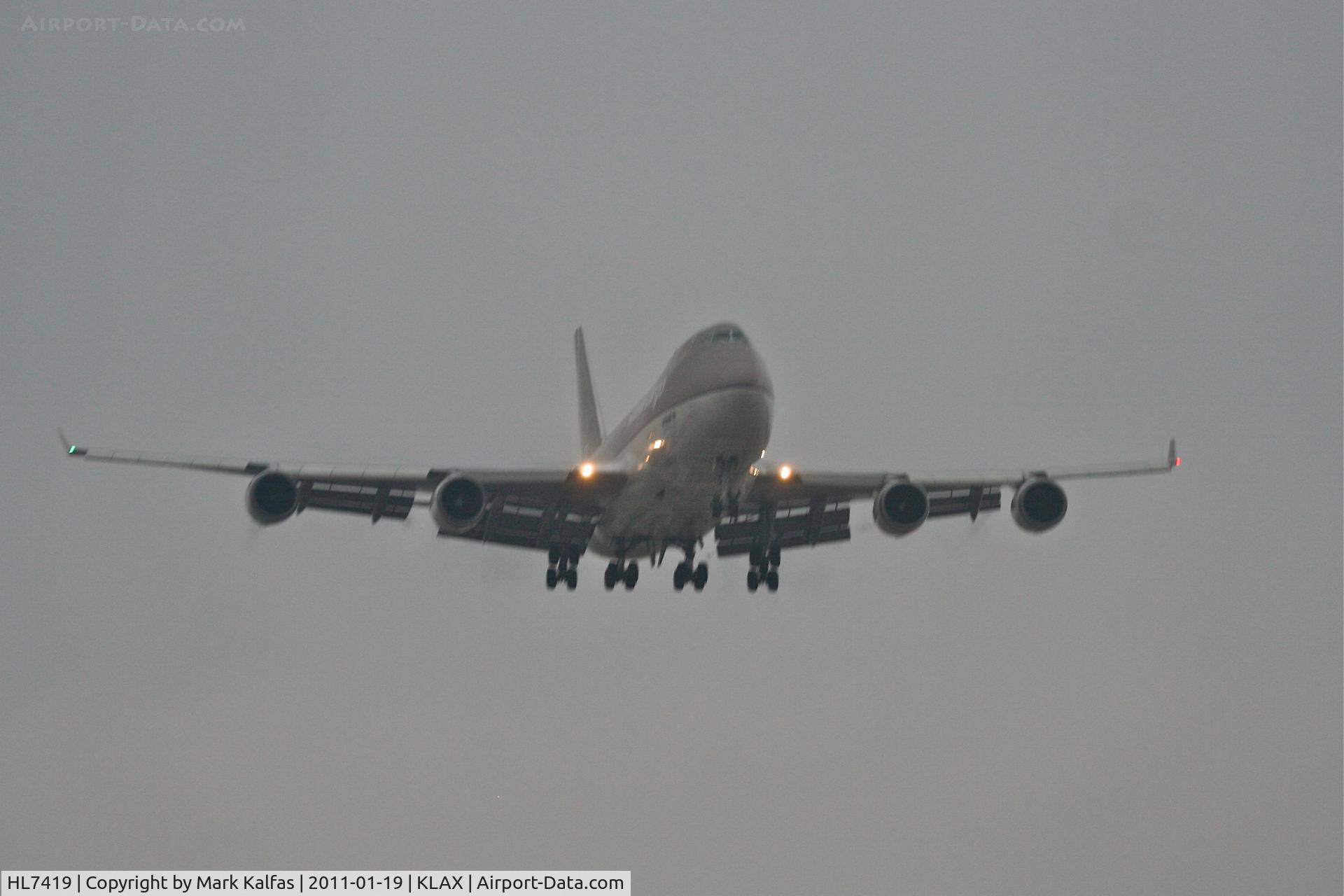 HL7419, 1994 Boeing 747-48EF (SCD) C/N 25781, Asiana Cargo Boeing 747-48EF, HL 7419 24R approach KLAX.