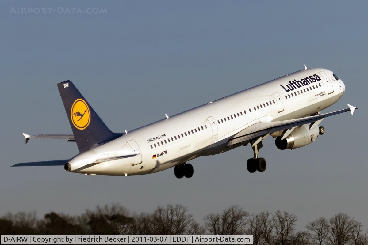 D-AIRW, 1997 Airbus A321-131 C/N 0699, departure via RW18W