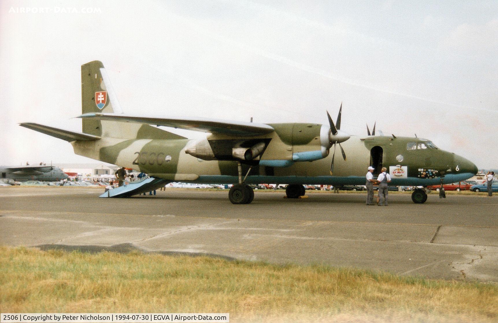 2506, Antonov An-26 C/N 12506, Another view of the Slovak Air Force An-26 Curl of 1 SLP on display at the 1994 Intnl Air Tattoo at RAF Fairford.