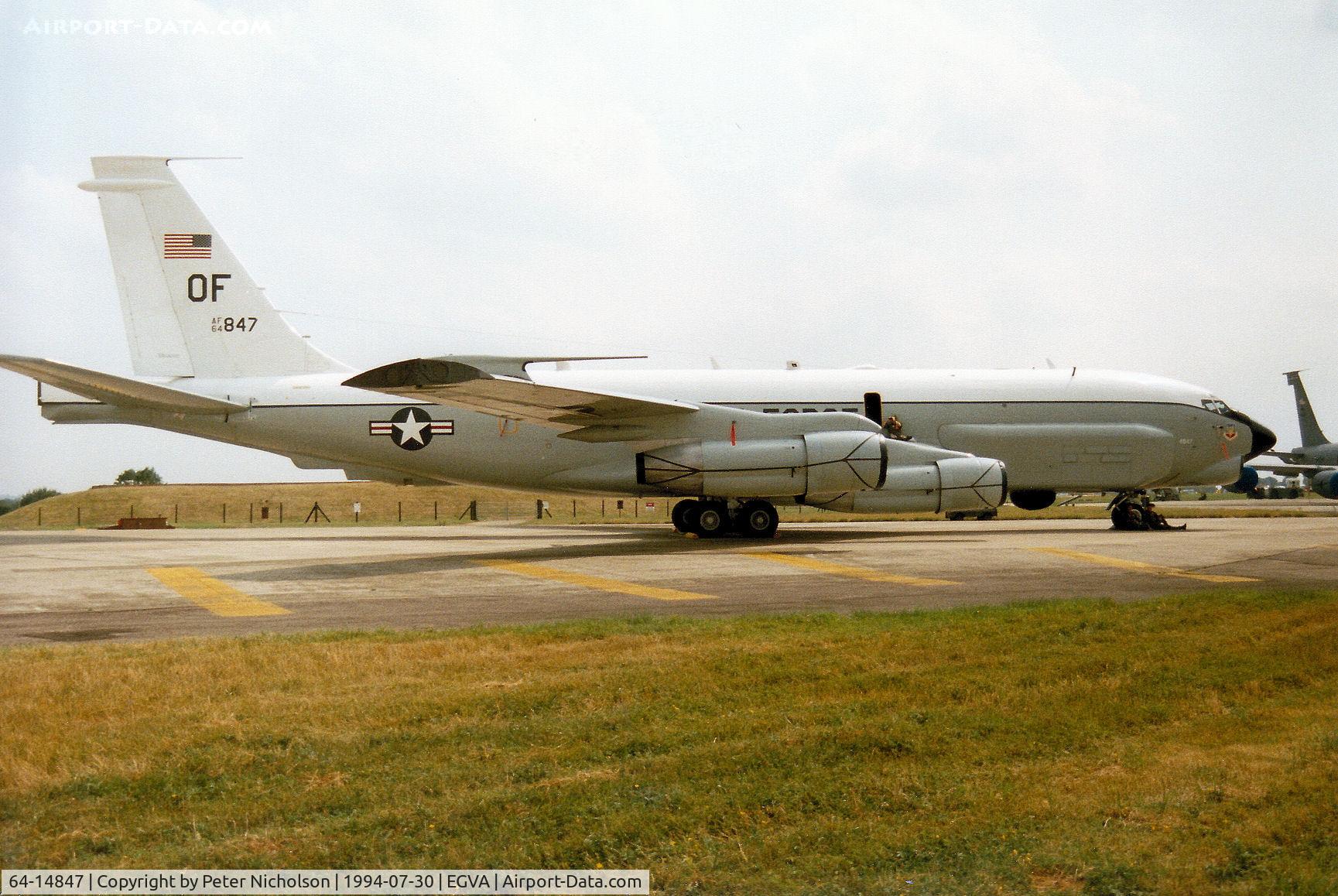 64-14847, 1964 Boeing RC-135U Combat Sent C/N 18747, Another view of the RC-135U Combat Sent intelligence aircraft from Offutt AFB, callsign Olive 66, on display at the 1994 Intnl Air Tattoo at RAF Fairford.