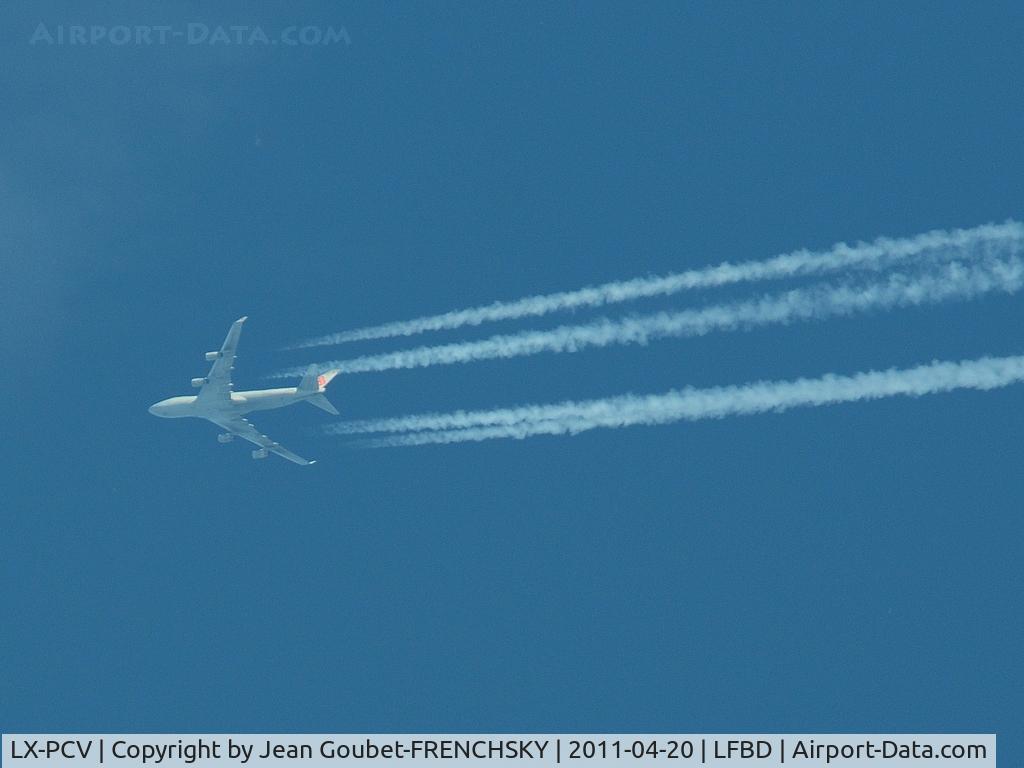 LX-PCV, 1999 Boeing 747-4R7F/SCD C/N 29732, CLX717 ACCRA/LUXEMBOURG level 350
Bordeaux airport