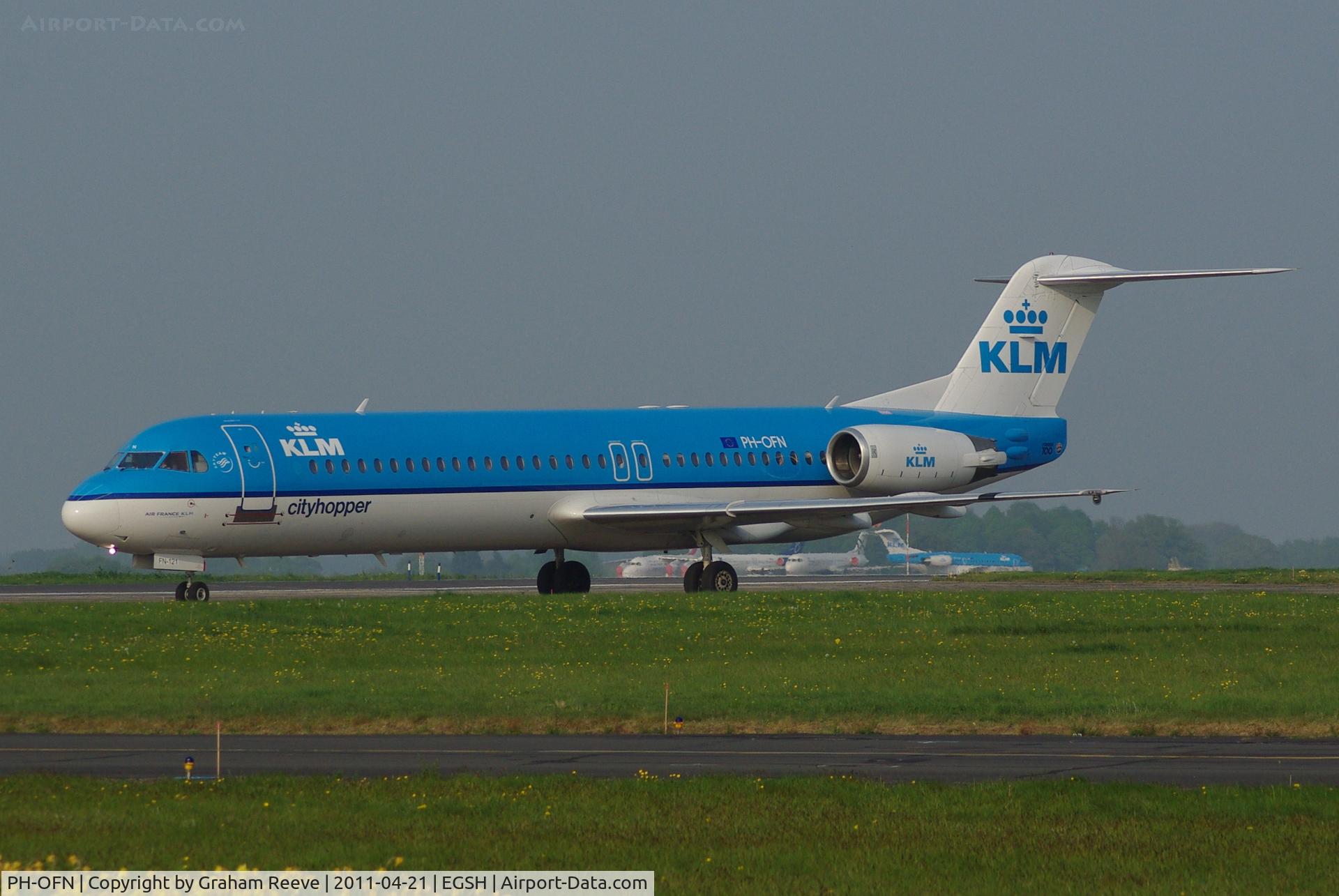 PH-OFN, 1993 Fokker 100 (F-28-0100) C/N 11477, About to depart.