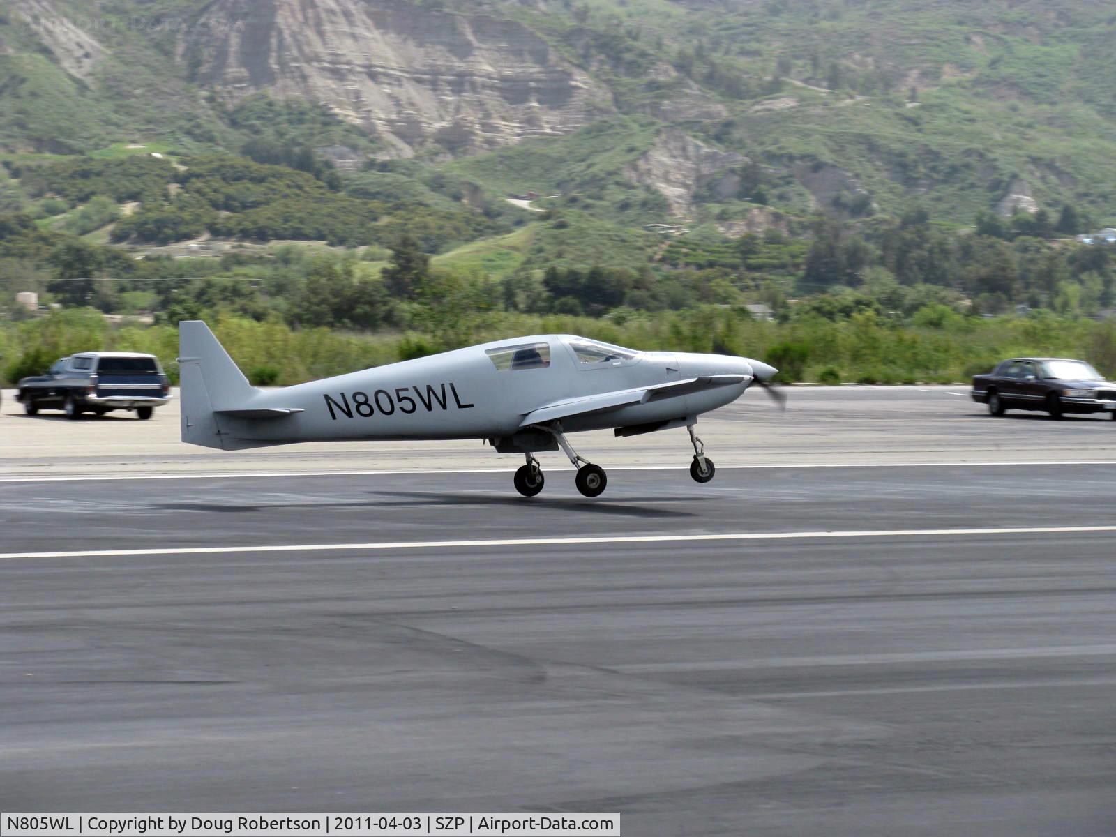 N805WL, 2011 White Lightning WLAC-1 C/N 1, 2011 Dierenfield DIERENFIELD SPECIAL WHITE LIGHTNING, Continental IO-360 200 Hp, retractible gear speedster, Rare, landing Rwy 22 Test Pilot Dan Gray