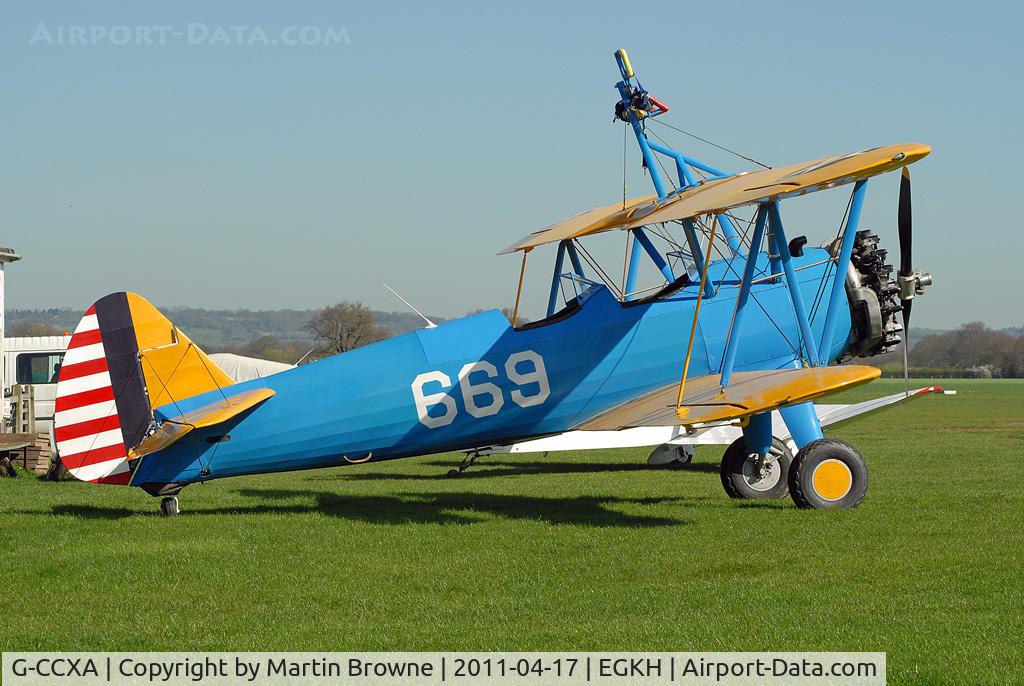 G-CCXA, 1942 Boeing A75N1 C/N 75-3616, SHOT AT HEADCORN