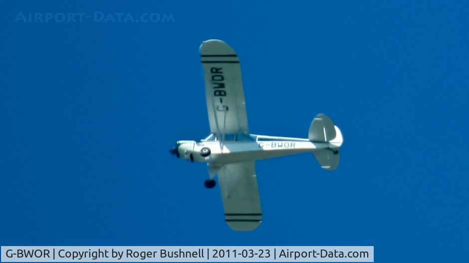 G-BWOR, 1952 Piper L-21B Super Cub C/N 18-2547, Flying over North Gorley Hampshire U.K.