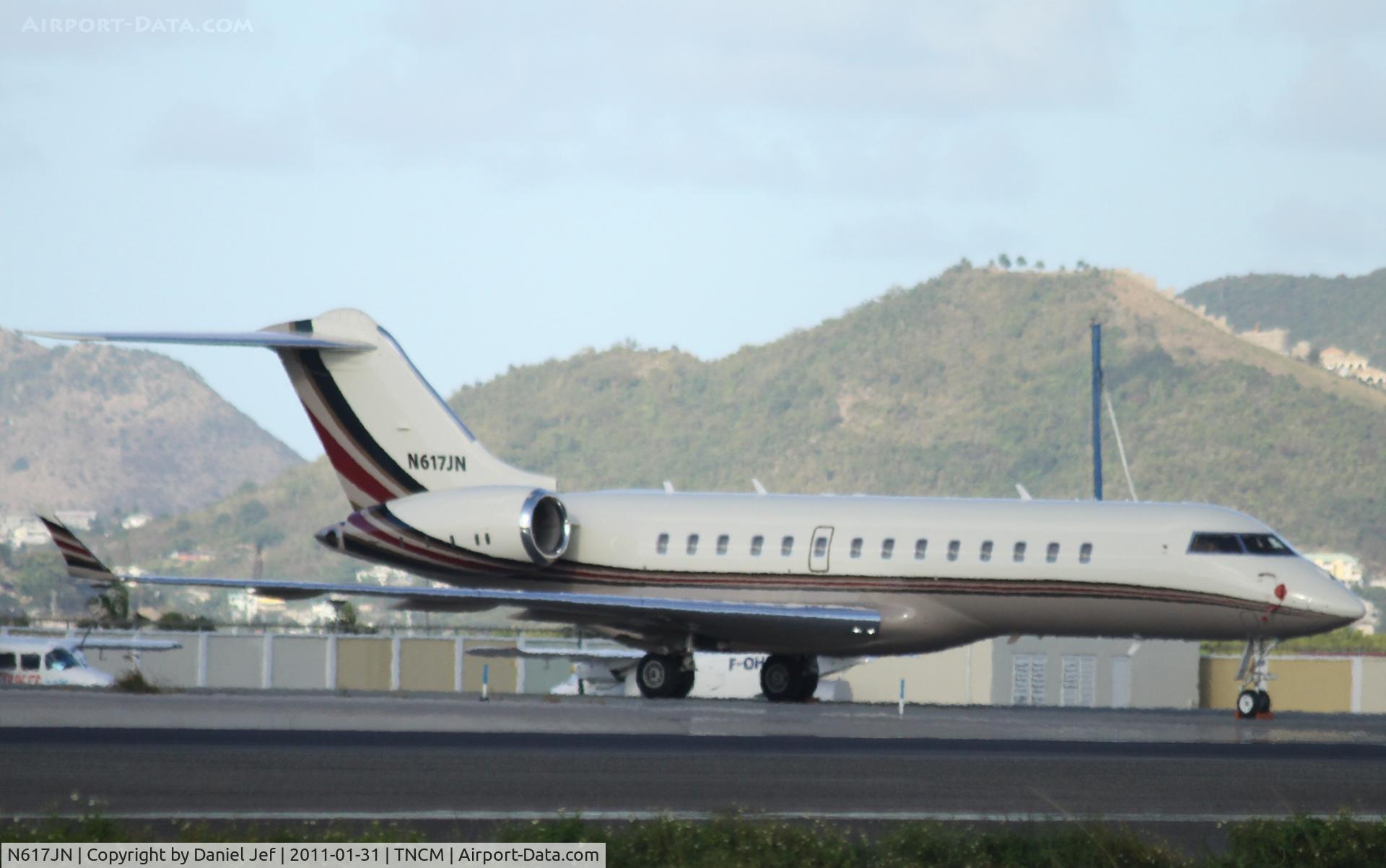 N617JN, 1997 Bombardier BD-700-1A10 Global Express C/N 9004, N617JN park on the main ramp at TNCM