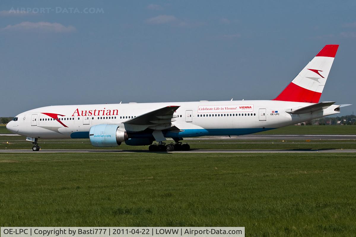 OE-LPC, 2002 Boeing 777-2Z9/ER C/N 29313, Celebrate Life in Vienna.