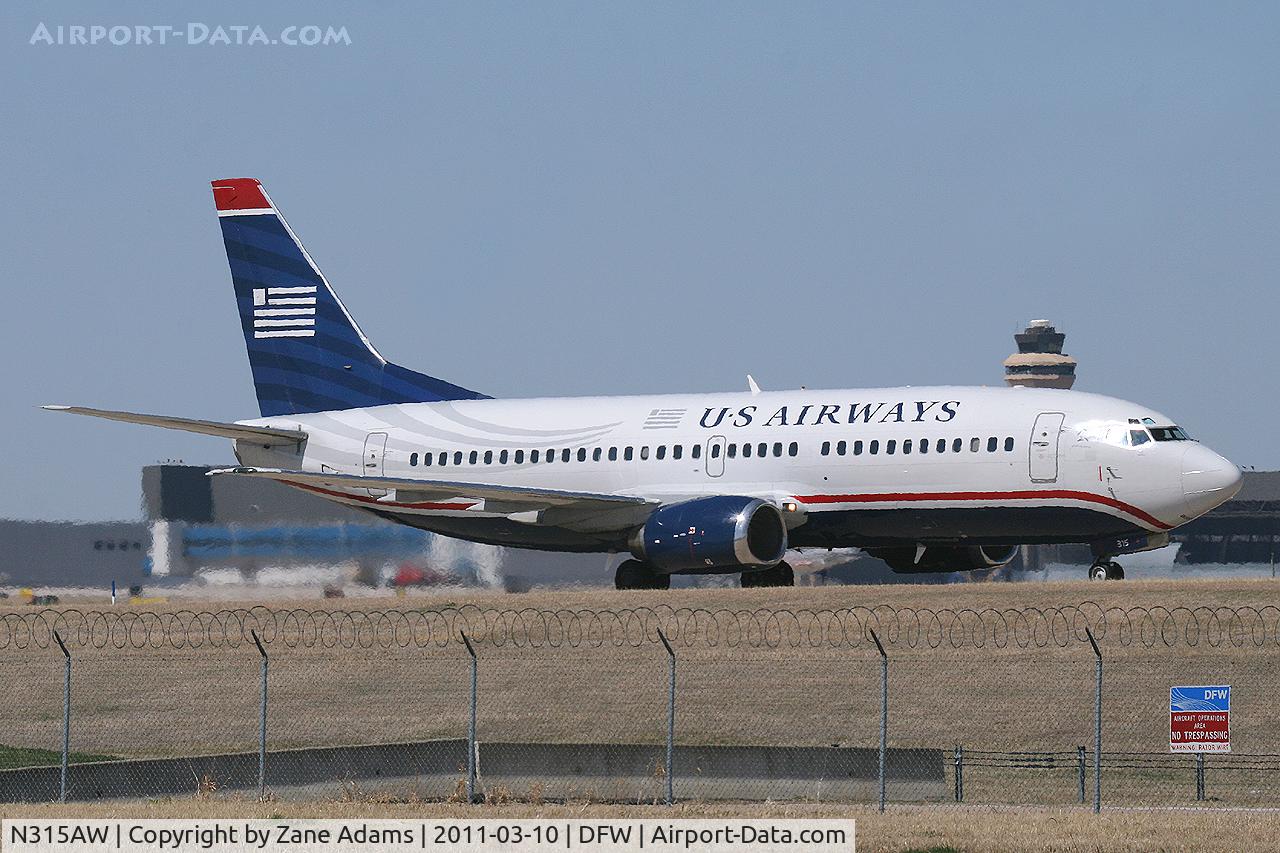 N315AW, 1987 Boeing 737-3S3 C/N 23734, US Airways at DFW Airport