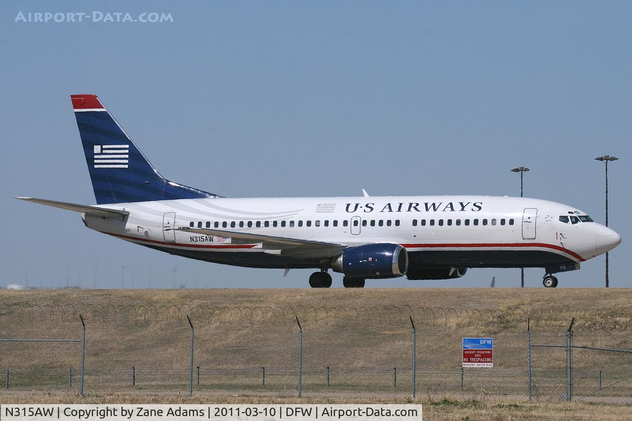 N315AW, 1987 Boeing 737-3S3 C/N 23734, US Airways at DFW Airport