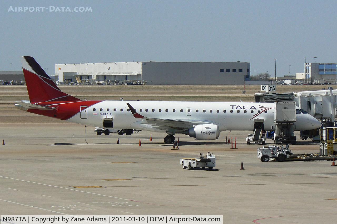 N987TA, Embraer ERJ-190-100 IGW 190AR C/N 19000393, TACA Airlines at the gate - DFW Airport