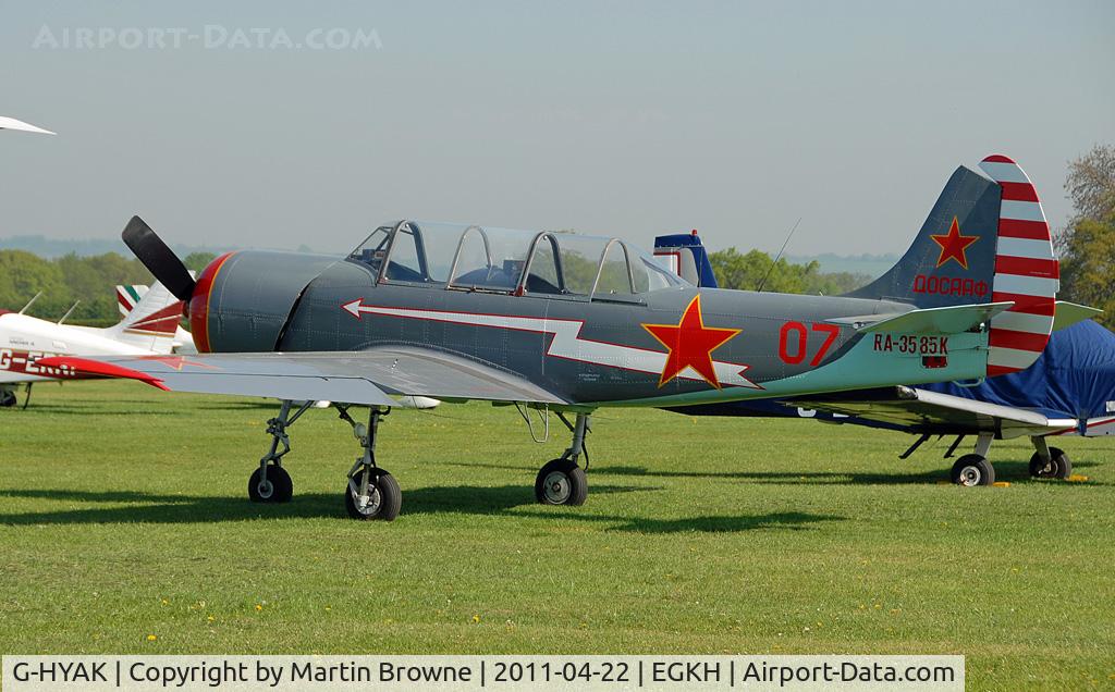 G-HYAK, 1990 Bacau Yak-52 C/N 9011107, SHOT AT HEADCORN