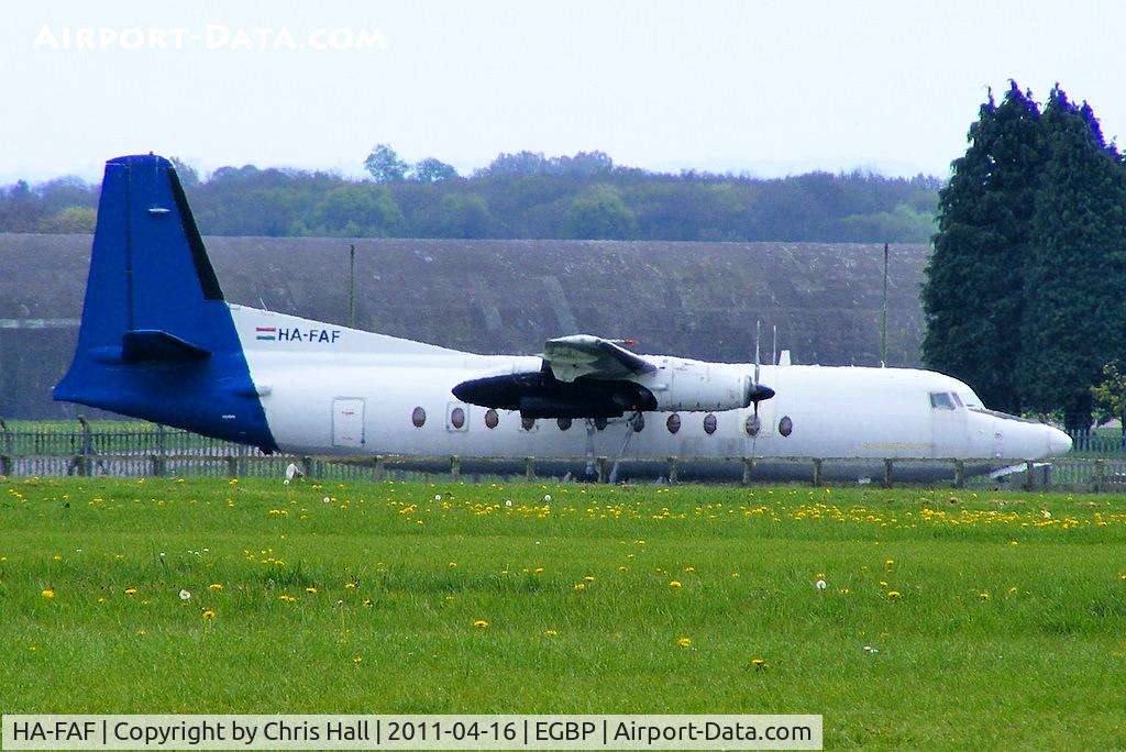 HA-FAF, 1982 Fokker F-27-500 Friendship C/N 10632, ex Farnair F-27 in storage at Kemble