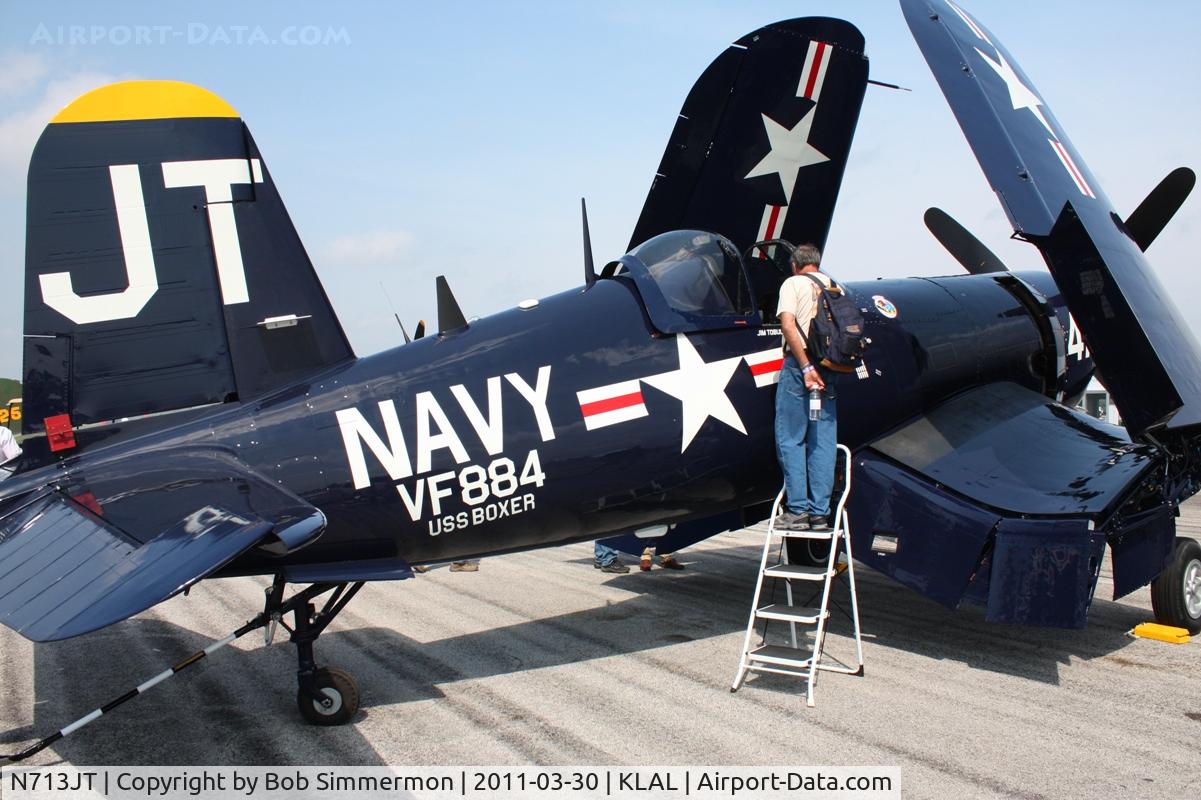 N713JT, 1945 Vought F4U-4B Corsair C/N 97143, On display at Sun N Fun 2011 - Lakeland, FL