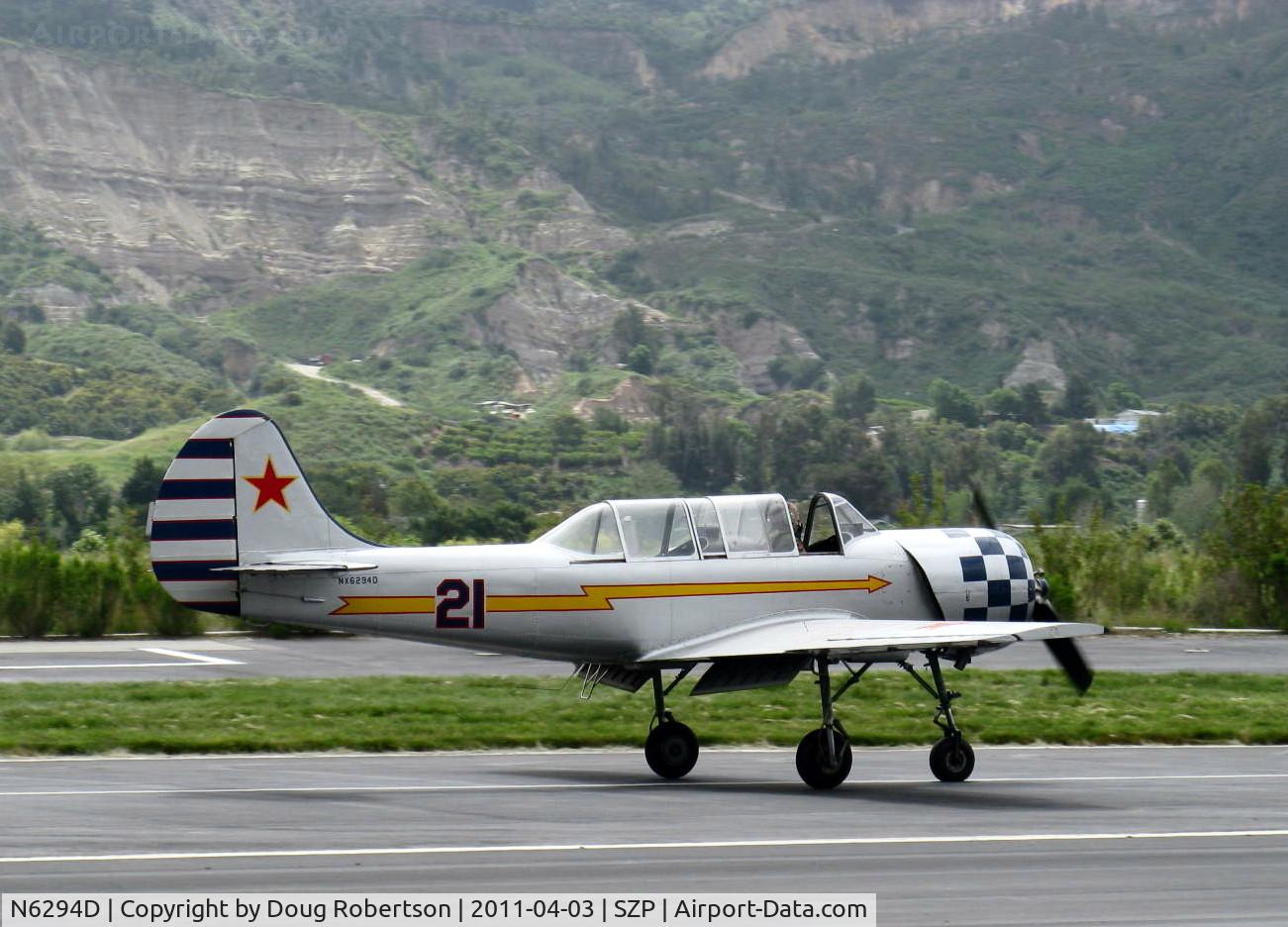 N6294D, 1983 Yakovlev Yak-52 C/N 833611, 1983 Yakovlev YAK 52, Vedeneev (Ivchenko) M-14P 360 Hp radial, landing roll Rwy 22
