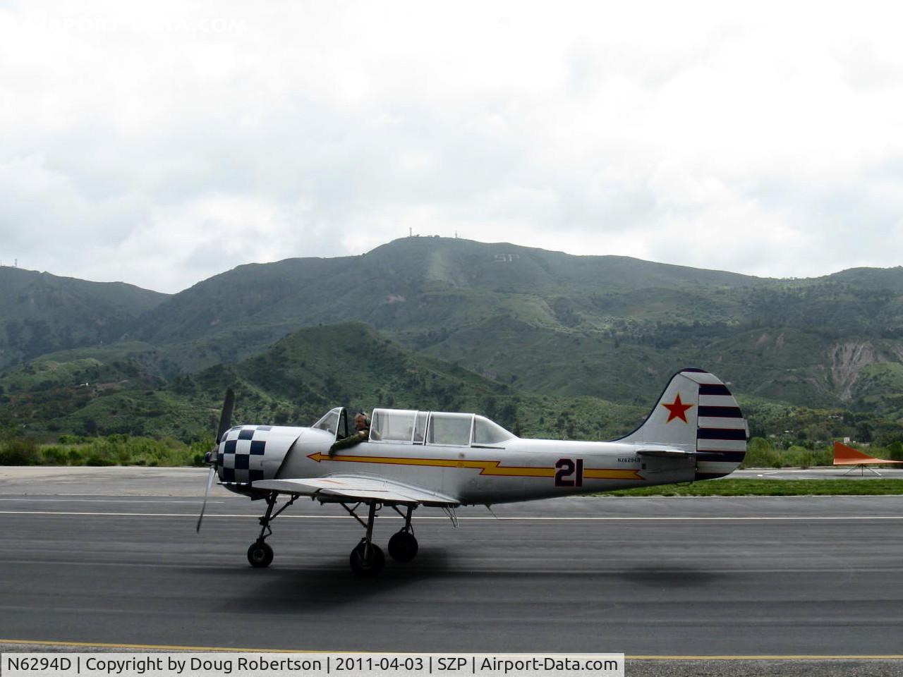 N6294D, 1983 Yakovlev Yak-52 C/N 833611, 1983 Yakovlev YAK 52, Vedeneev (Ivchenko) M-14P 360 Hp radial, taxi back
