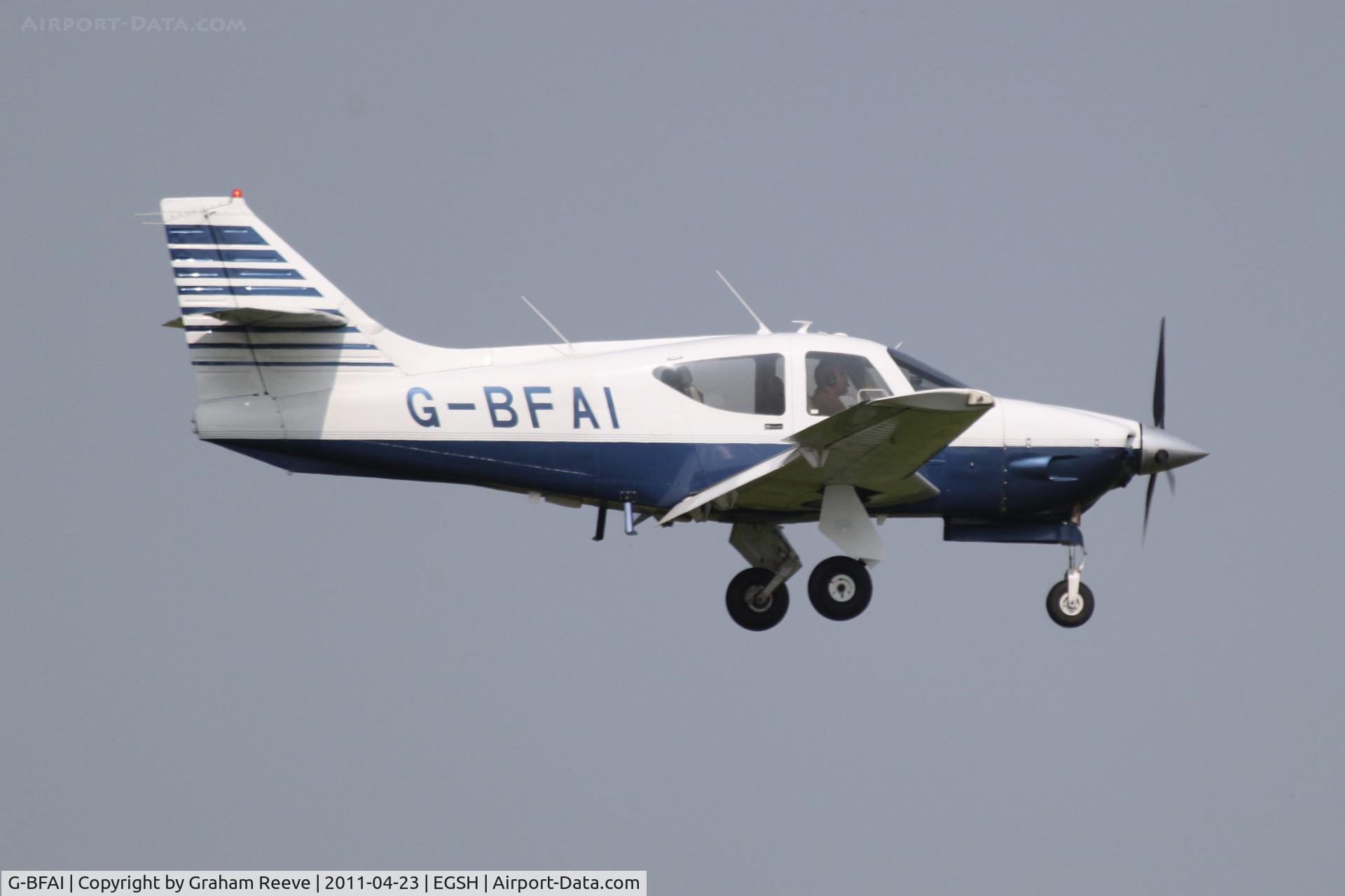 G-BFAI, 1977 Rockwell Commander 114 C/N 14304, About to touch down.