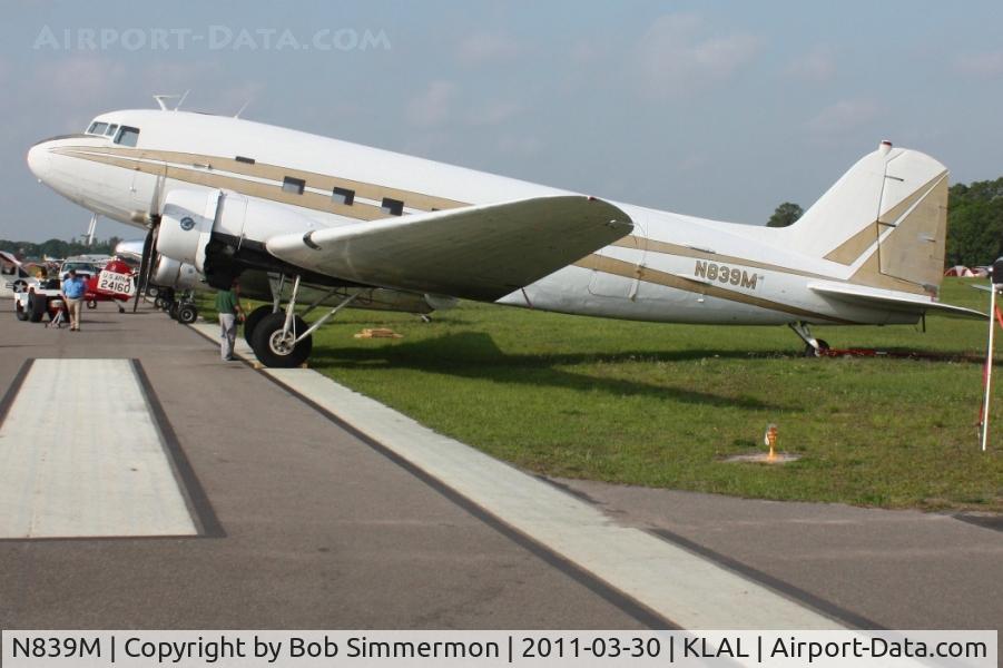 N839M, 1943 Douglas VC-47A Skytrain C/N 20166, On display at Sun N Fun 2011 - Lakeland, FL