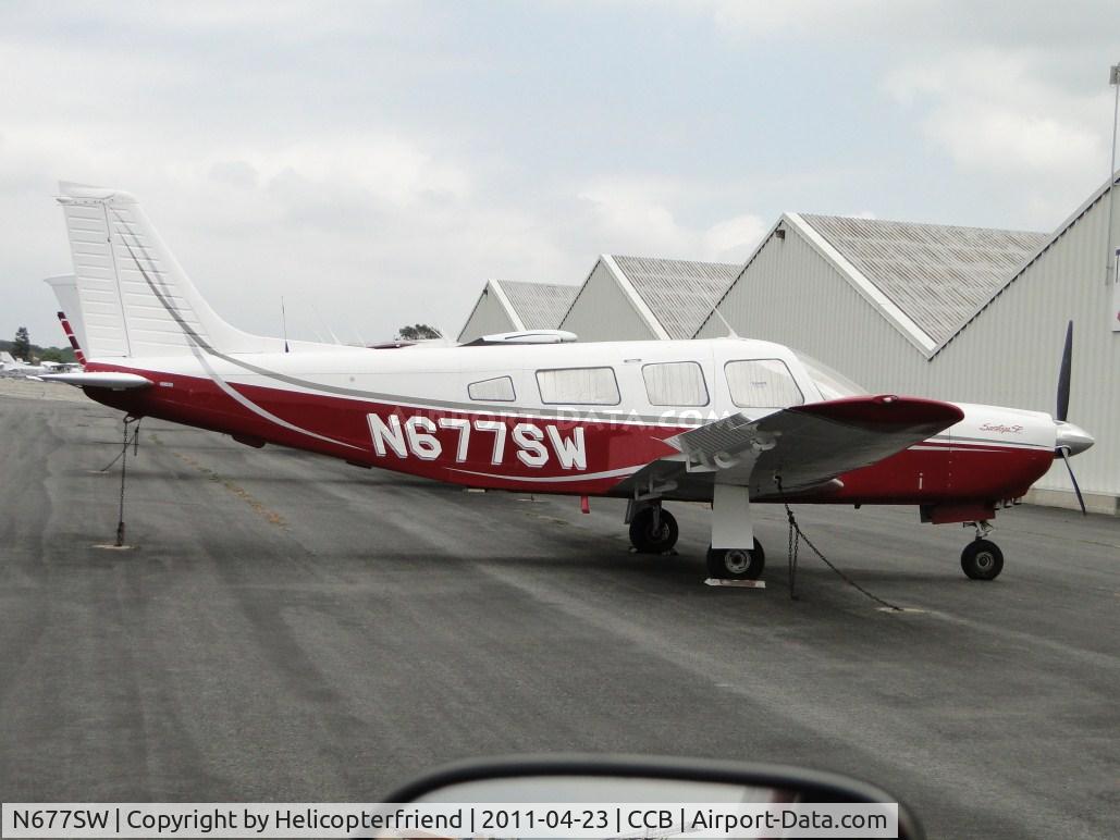N677SW, 1981 Piper PA-32R-301 Saratoga C/N 32R-8113100, Covered and tied down in transient parking