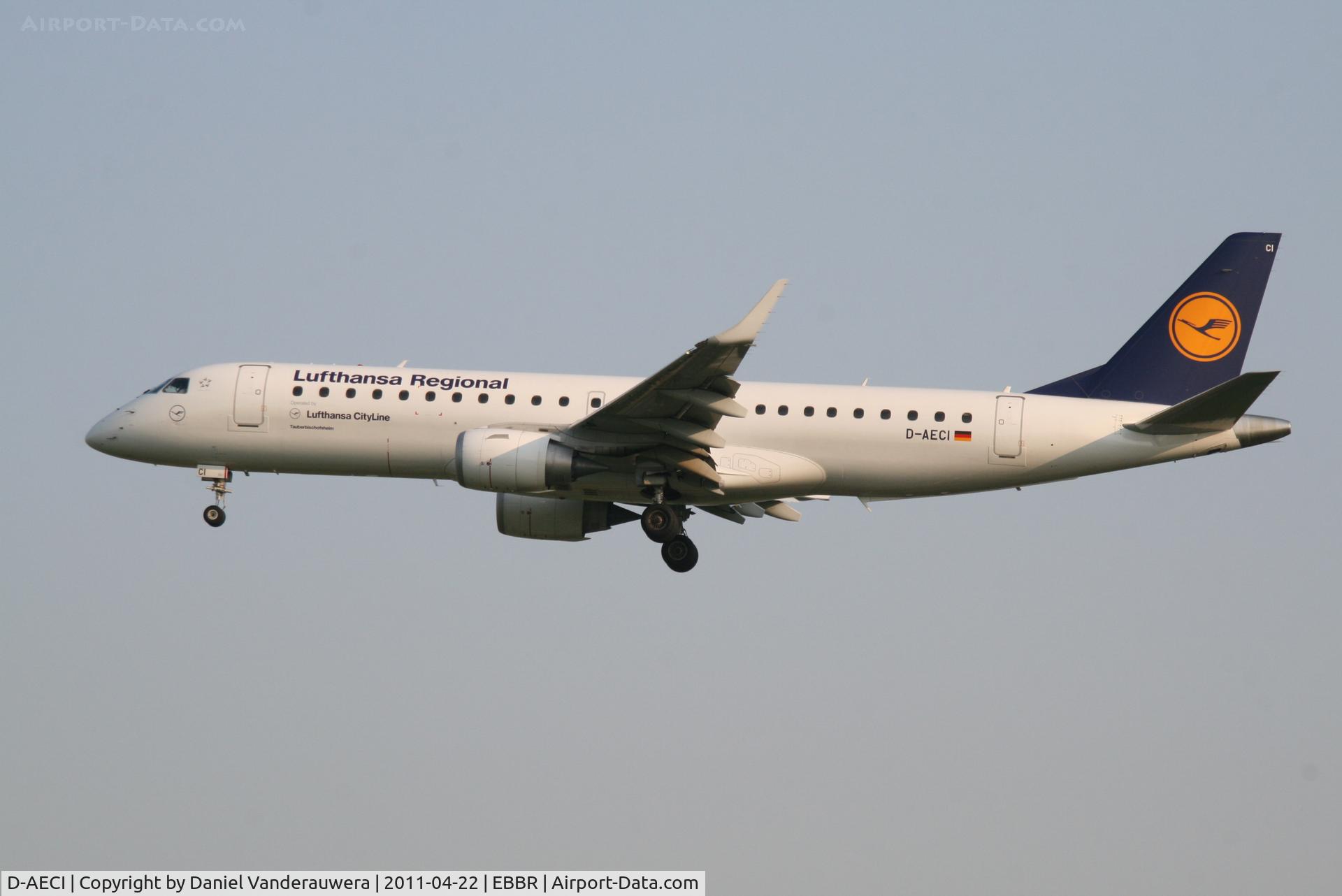 D-AECI, 2010 Embraer 190LR (ERJ-190-100LR) C/N 19000381, Arrival of flight LH1006 to RWY 25L