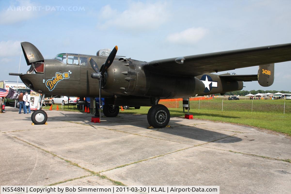 N5548N, 1943 North American B-25H Mitchell C/N 98-21107, On display at Sun N Fun 2011 - Lakeland, FL