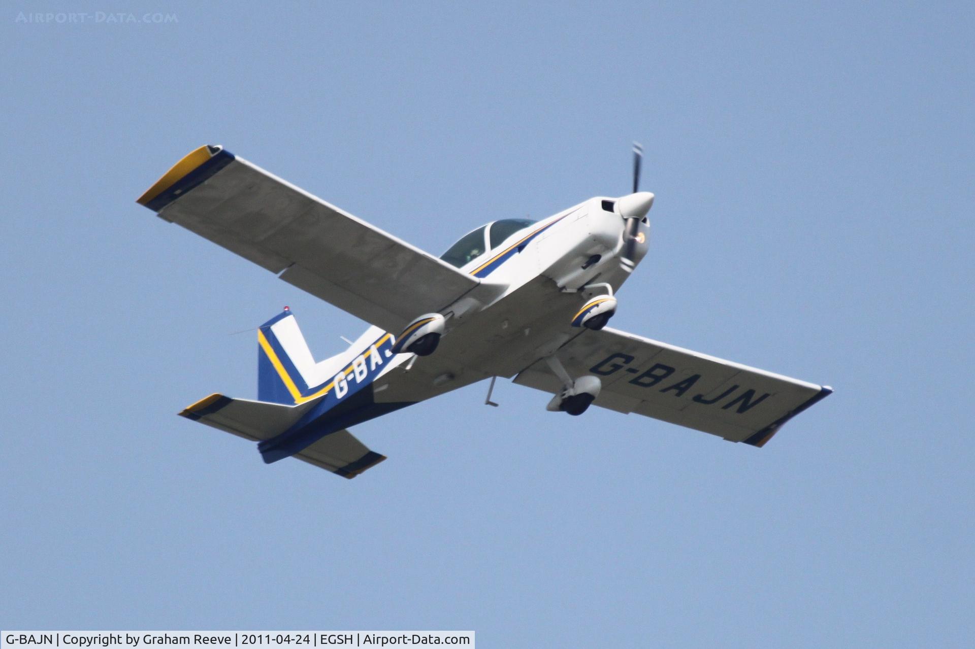 G-BAJN, 1972 American Aviation AA-5 Traveler C/N AA5-0259, Departing from Norwich.