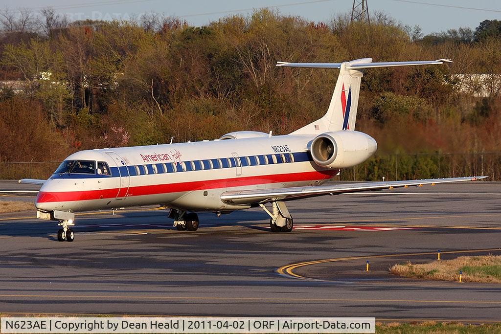 N623AE, 1999 Embraer ERJ-145LR (EMB-145LR) C/N 145109, American Eagle N623AE exiting RWY 5 after landing.