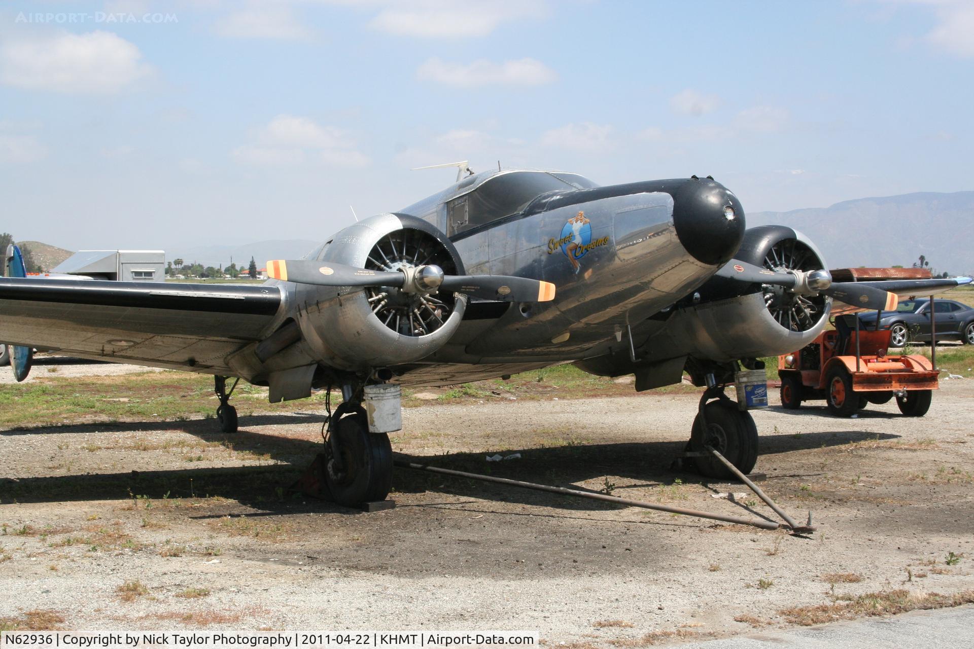 N62936, Beech D18S C/N CA-38, Parked at Hemet