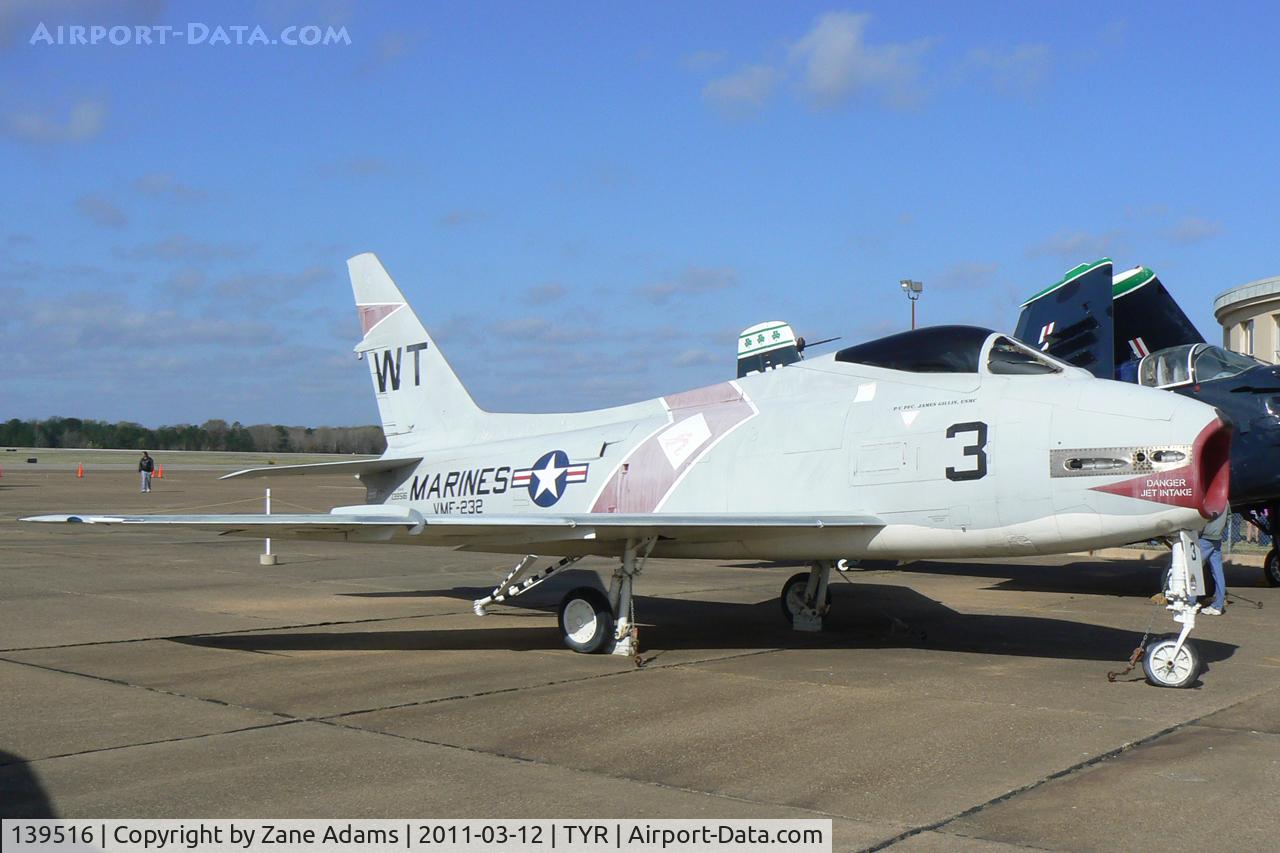 139516, North American F-1E Fury C/N 209-136, On display at the Historic Aviation Memorial Museum - Tyler, Texas