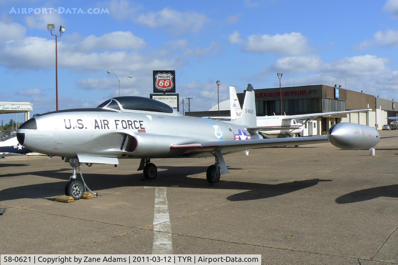 58-0621, 1958 Lockheed T-33A Shooting Star C/N 580-1590, On display at the Historic Aviation Memorial Museum - Tyler, Texas