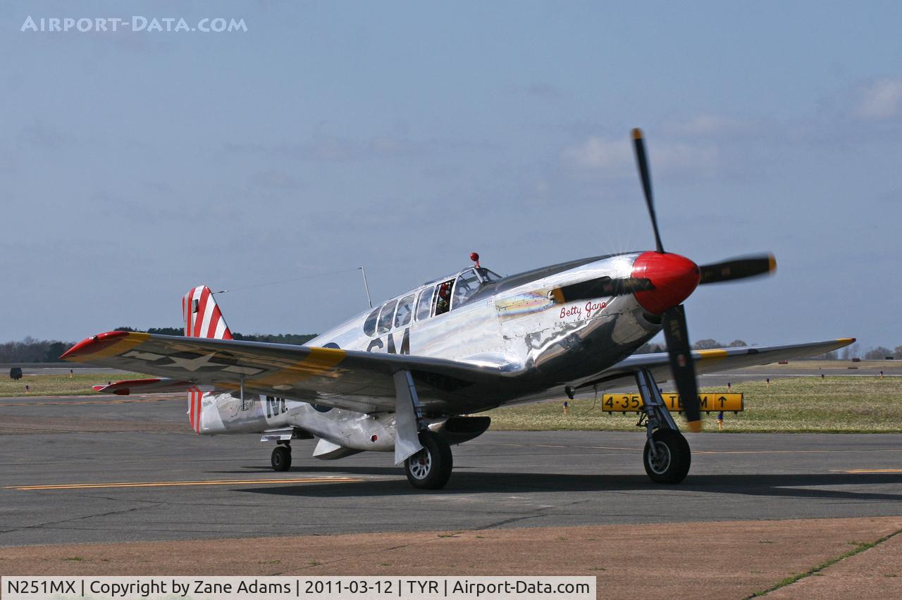 N251MX, 1943 North American P-51C-10 Mustang C/N 103-22730, The Collings Foundation P-51C joins the bombers at a tour stop at the Historic Aviation Memorial Museum - Tyler, Texas