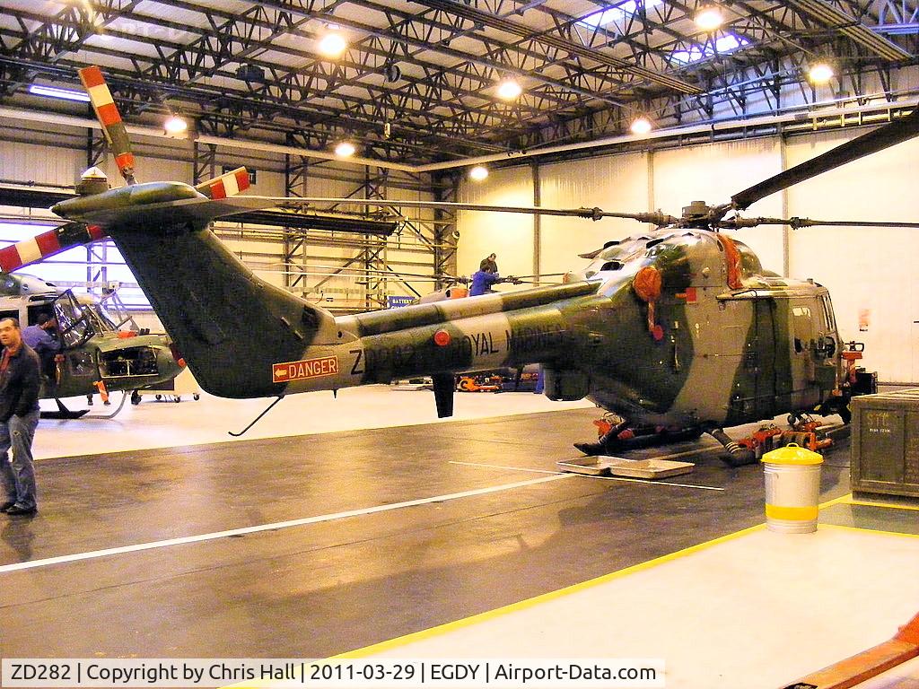 ZD282, 1983 Westland Lynx AH.7 C/N 306, Royal Marines Lynx AH.7, inside Hangar 9, 847 Sqdn, Commando Lynx unit
