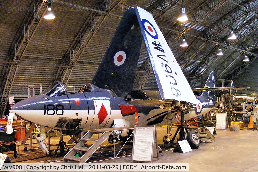 WV908, 1954 Hawker Sea Hawk FGA.6 C/N 6123, Hawker Sea Hawk FGA.6 .... on routine maintenance/corrosion inspection, engine out and in a workshop. To fly again at the end of May and so will be ready for 2011 display season.