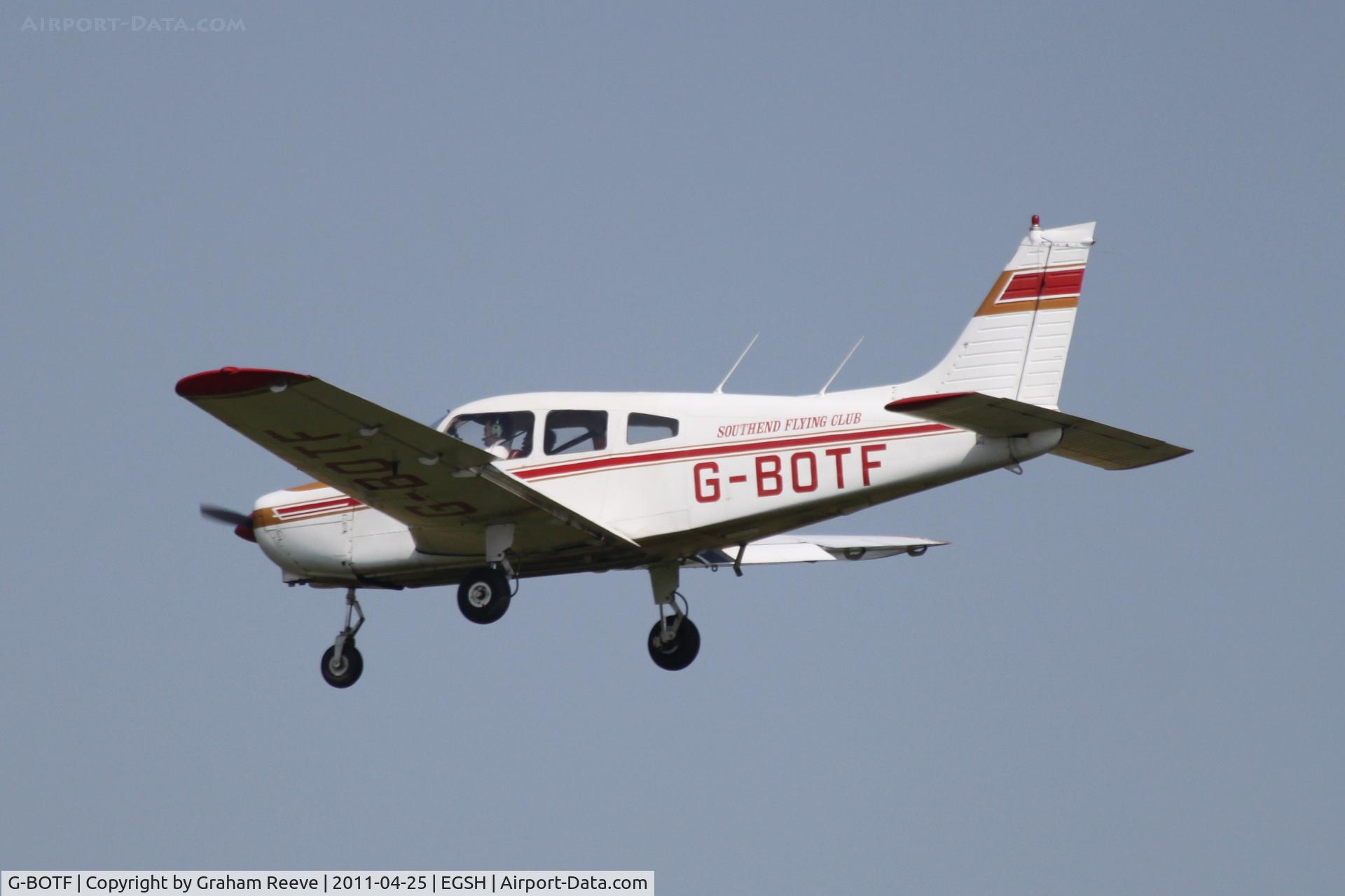 G-BOTF, 1975 Piper PA-28-151 Cherokee Warrior C/N 28-7515436, About to touch down.
