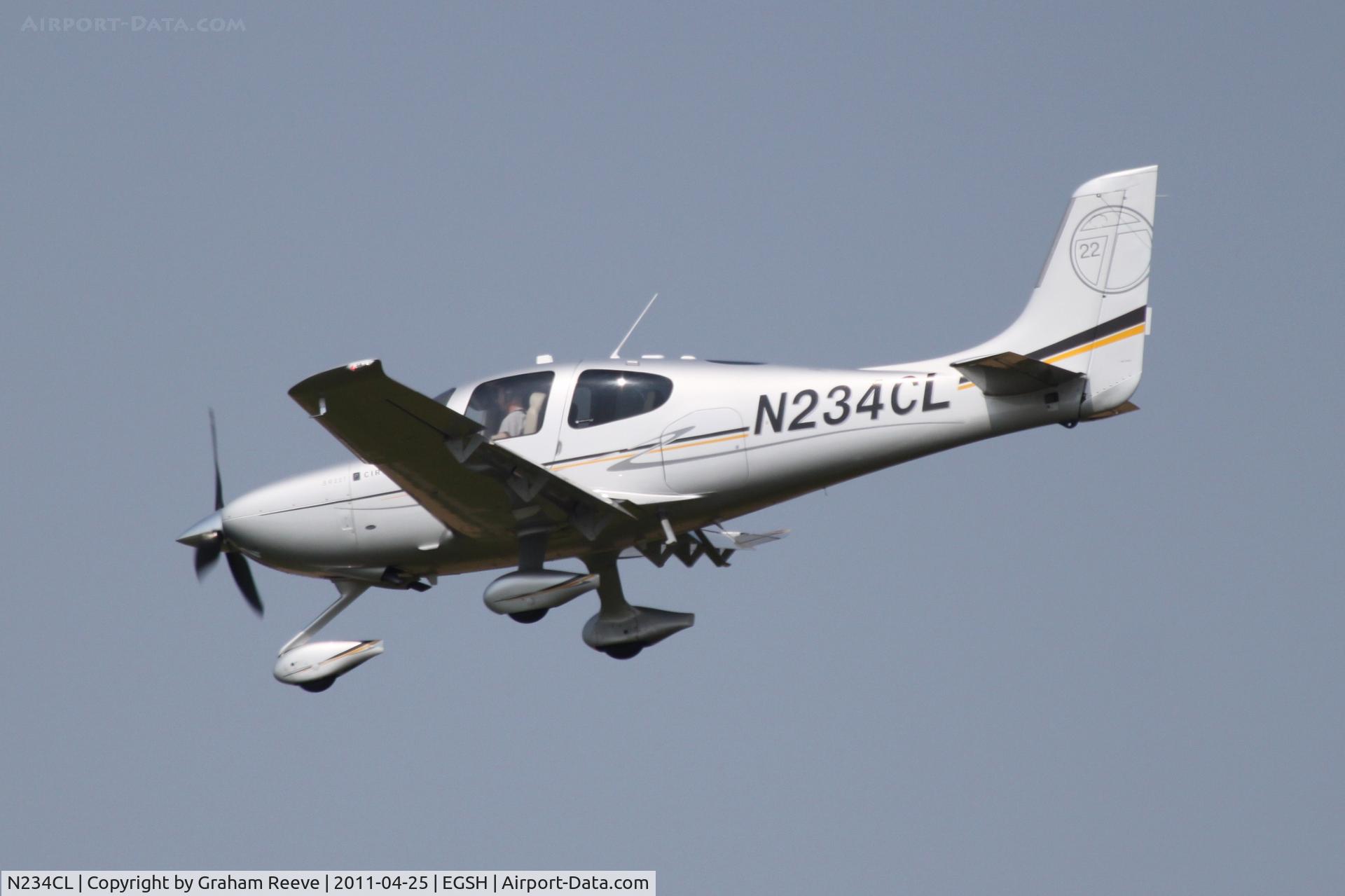 N234CL, 2010 Cirrus SR22T C/N 0050, Landing at Norwich.