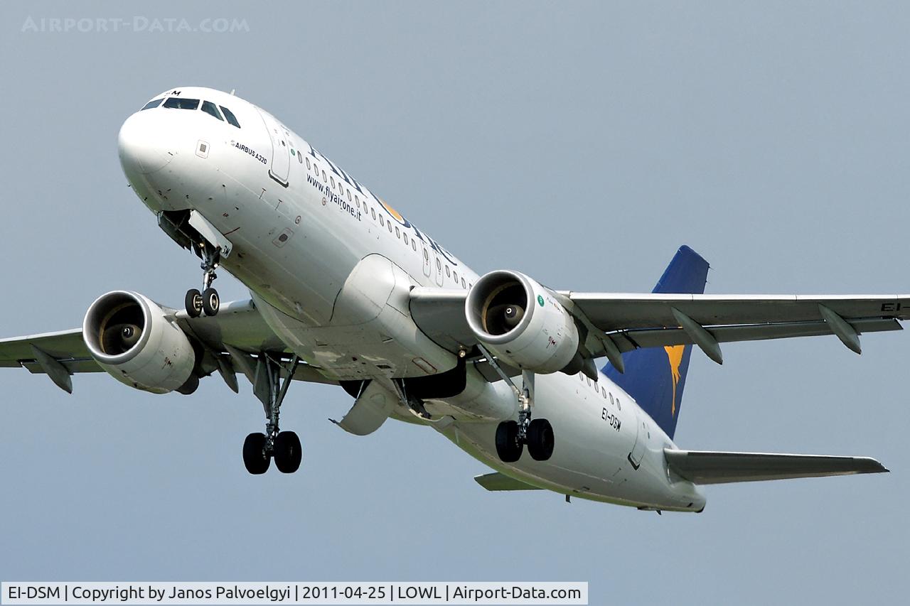 EI-DSM, 2007 Airbus A320-216 C/N 3362, Aliatalia (Air One) takeoff in LOWL/LNZ