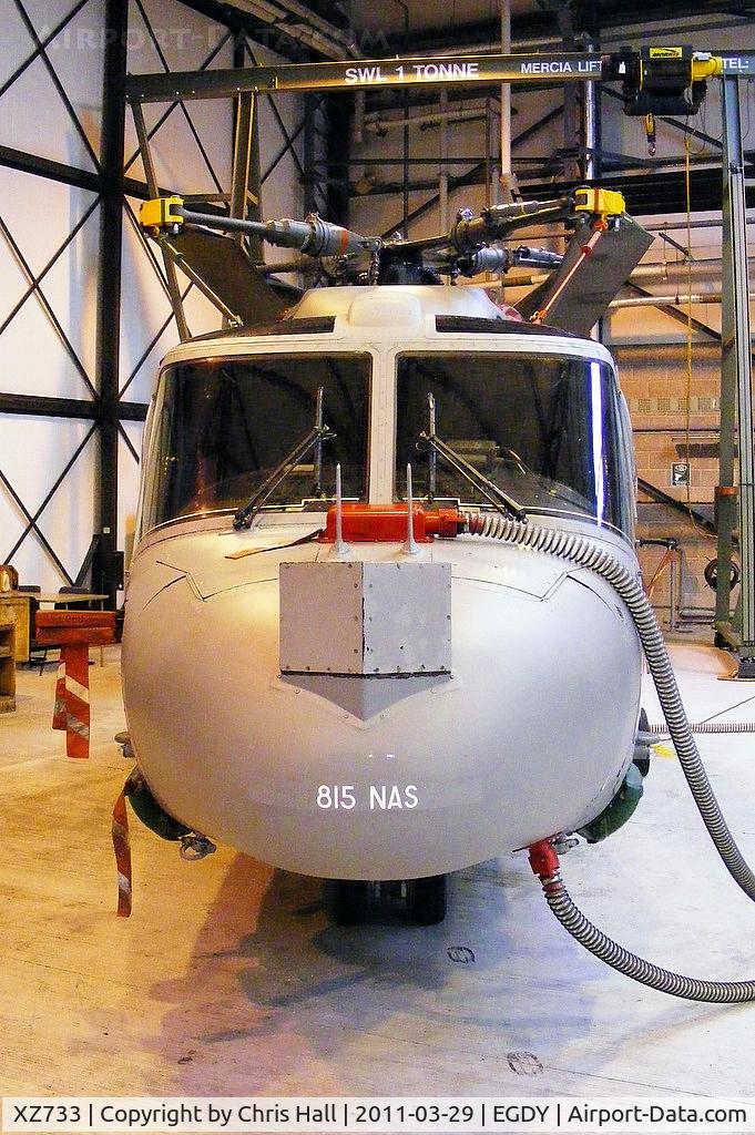 XZ733, 1981 Westland Lynx HAS.3GMS C/N 210, inside Hangar 14, 815 NAS, HQ Small Ships Flight