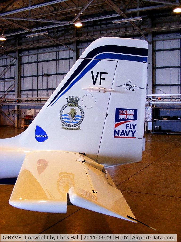 G-BYVF, 2000 Grob G-115E Tutor T1 C/N 82116/E, inside the 727 NAS Hangar