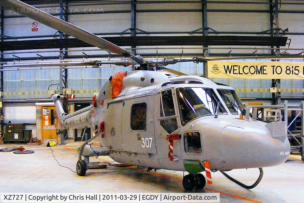 XZ727, Westland Lynx HAS.3S C/N 199, inside Hangar 14, 815 NAS, HQ Small Ships Flight