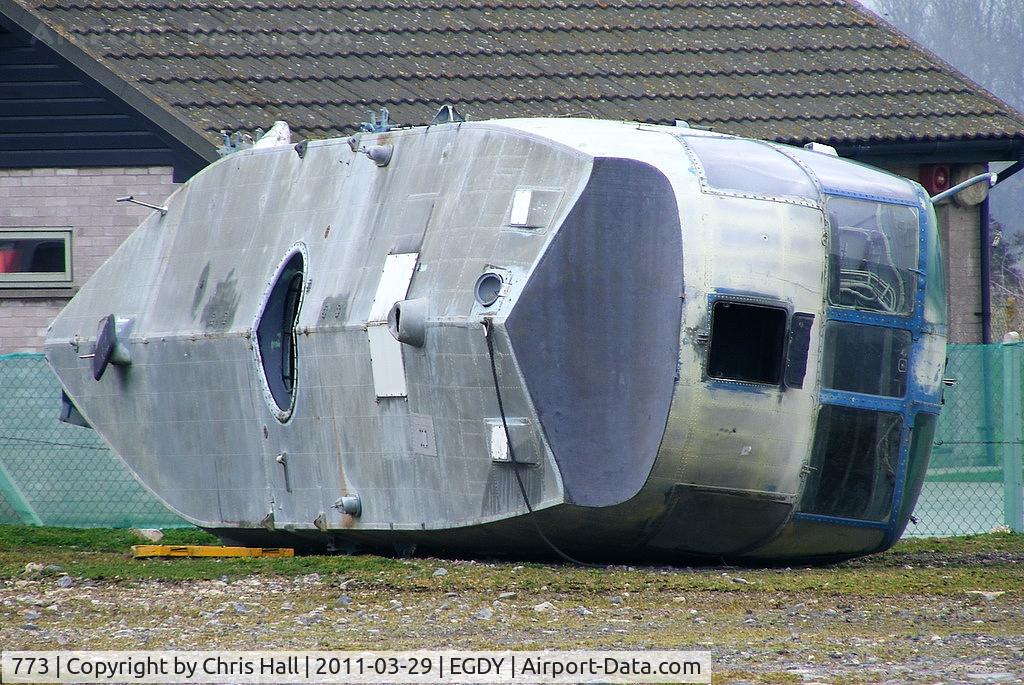 773, Westland Sea King Mk47 C/N WA823, ex Egyptian Navy Sea King Mk.47 on the fire dump at Yeovilton
