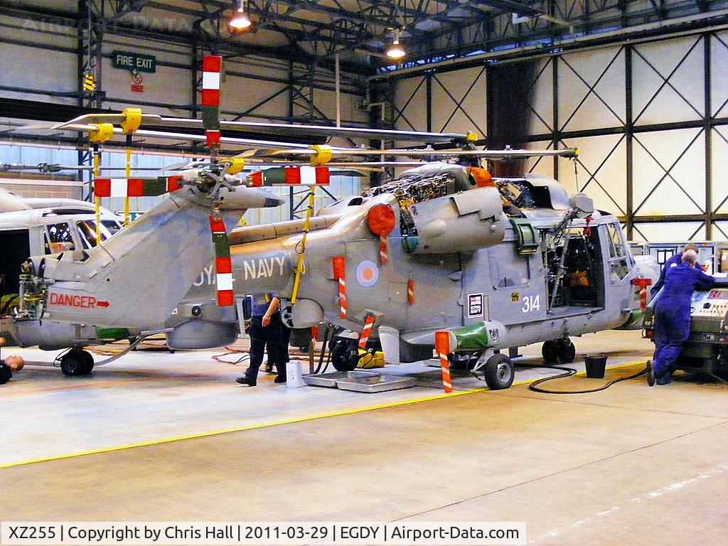 XZ255, 1979 Westland Lynx HMA.8SRU C/N 099, inside Hangar 14, 815 NAS, HQ Small Ships Flight