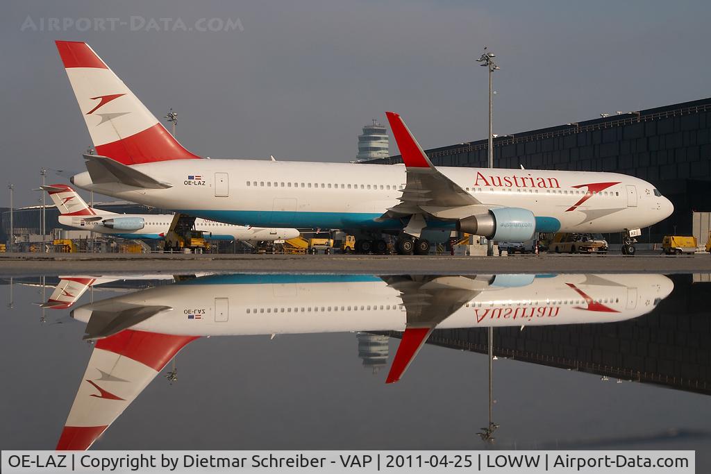 OE-LAZ, 1999 Boeing 767-3Z9 C/N 30331, Austrian Airlines Boeing 767-300 - reflection