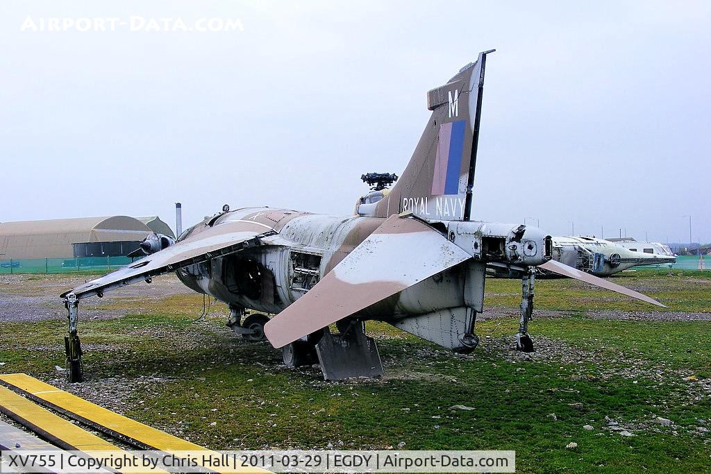 XV755, 1969 Hawker Siddeley Harrier GR.3 C/N 712018, Harrier GR.3 on the fire dump at Yeovilton