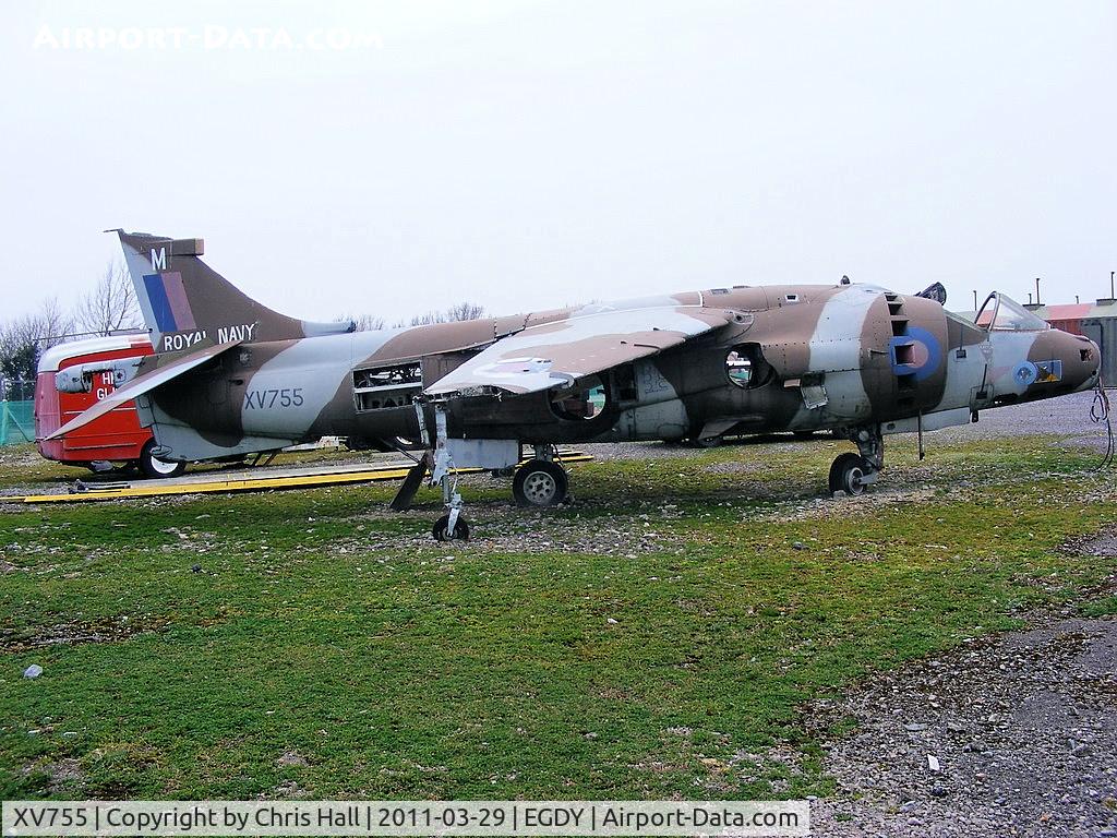 XV755, 1969 Hawker Siddeley Harrier GR.3 C/N 712018, Harrier GR.3 on the fire dump at Yeovilton