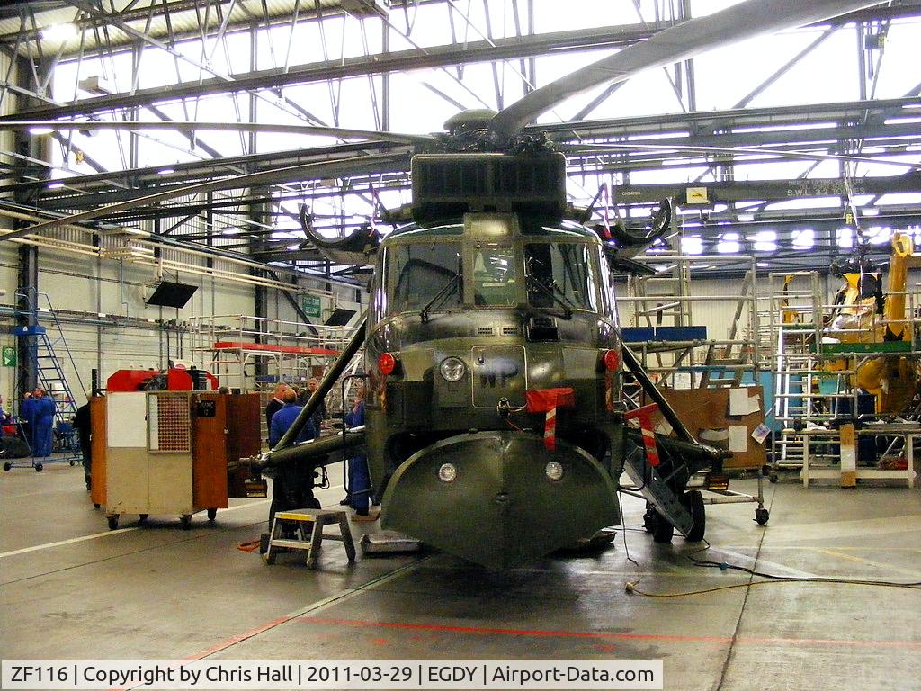 ZF116, 1986 Westland Sea King HC.4 C/N WA962, inside Hangar 5, SERCO heavy maintenance