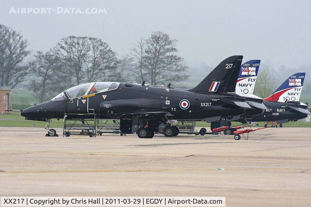 XX217, 1978 Hawker Siddeley Hawk T.1A C/N 053/312053, on the FRADU Hawk ramp