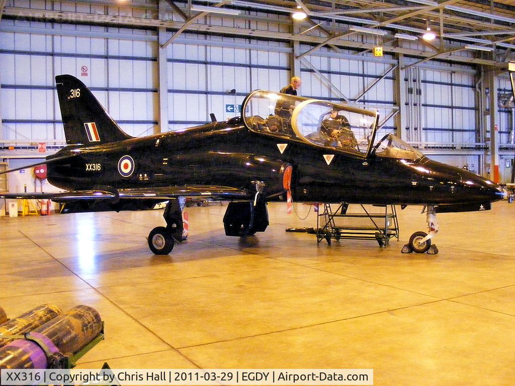 XX316, 1980 Hawker Siddeley Hawk T.1A C/N 158/312141, inside the FRADU Hawk hangar