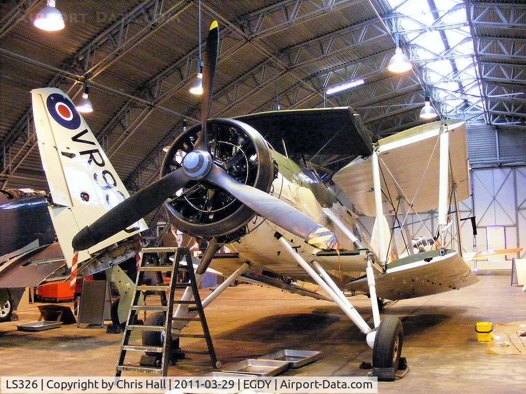 LS326, 1943 Fairey Swordfish Mk.II C/N Not found LS326, forward view of the folded wings on the Swordfish