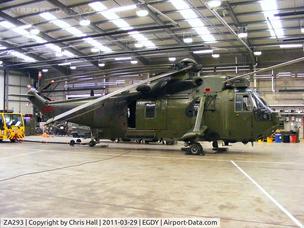 ZA293, 1980 Westland Sea King HC.4 C/N WA907, inside Hangar 4, 845 NAS line maintenance